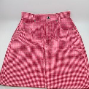 Y2K Red Gingham Picnic Skirt Cottagecore Made in USA | Size 6